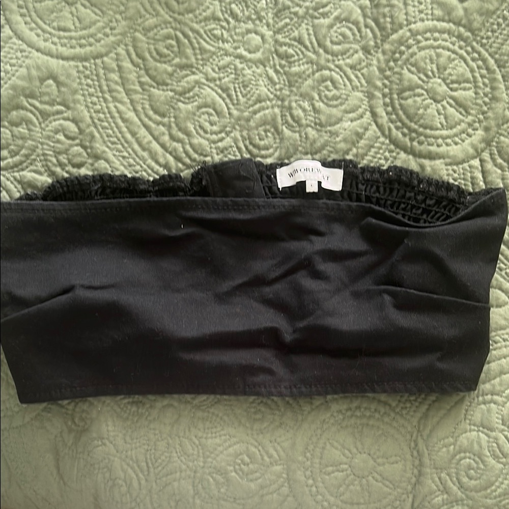 WeWoreWhat Black Smocked Strapless Bandou